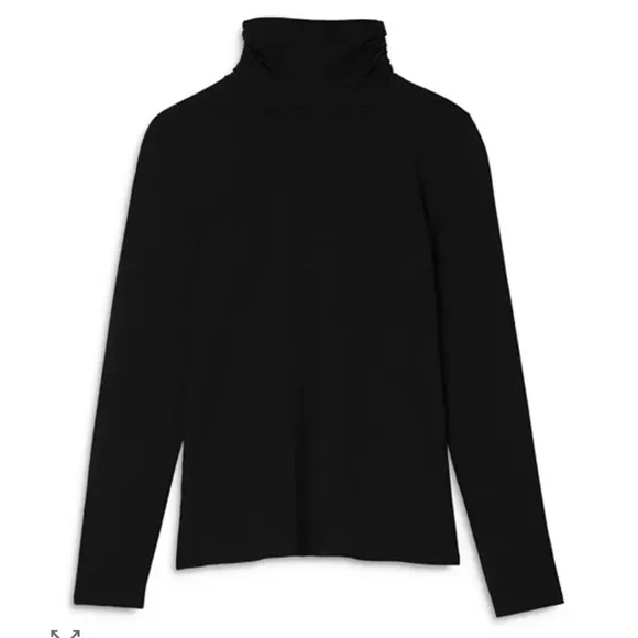 Eileen Fisher Black Turtleneck Long Sleeve Size L 100% Silk Mélange Turtleneck - Picture 3 of 10